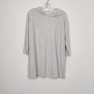 Muni Muni Women's Sweatshirt Tunic Dress Silver Gray Hooded Size Large Oversized